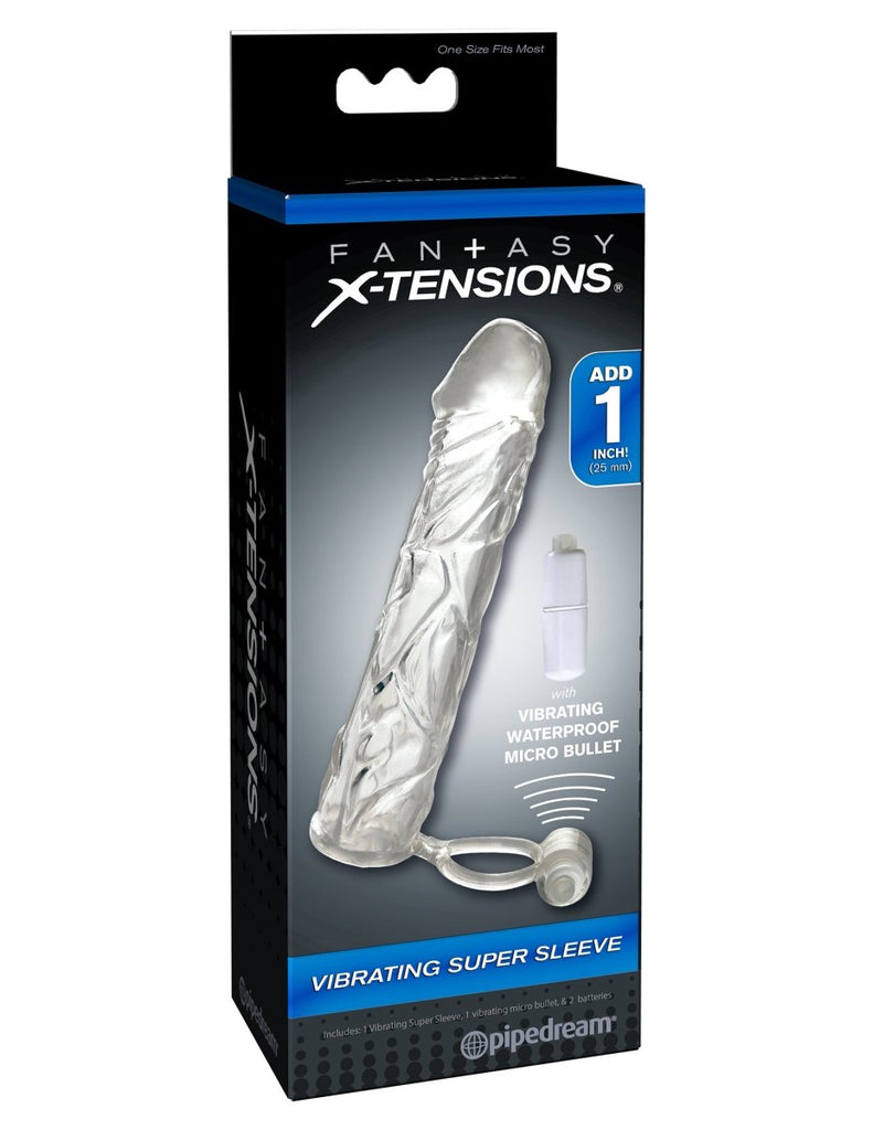 Fantasy X-Tensions Vibrating Super Sleeve - Clear - TruLuv Novelties