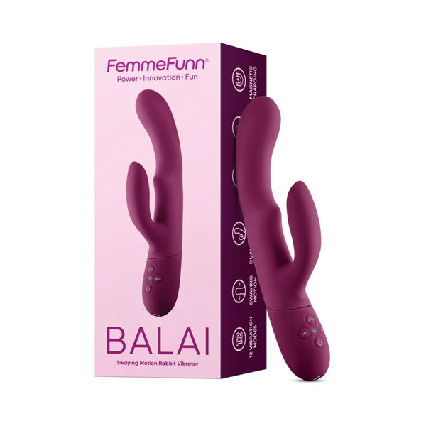 FemmeFunn Balai Rechargeable Silicone Swaying Motion Dual Stimulation Vibrator Dark Fuchsia - TruLuv Novelties