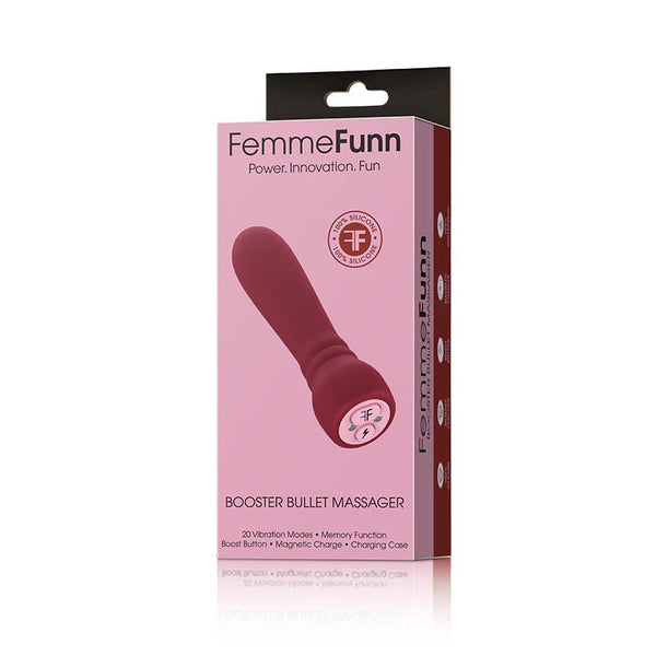 FemmeFunn Booster Bullet Massager Rechargeable Silicone Vibrator Maroon - TruLuv Novelties