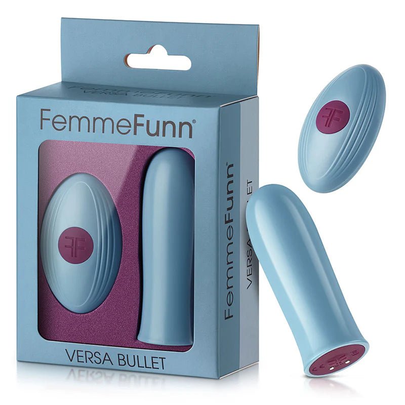 FemmeFunn Versa Bullet Rechargeable Remote - Controlled Vibrator Light Blue - TruLuv Novelties