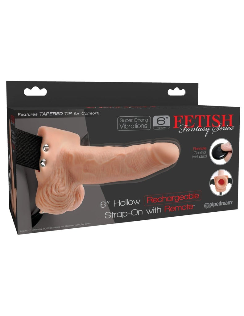 Fetish Fantasy Series 6 Inch Hollow Rechargeable Strap-on With Remote - Flesh - TruLuv Novelties