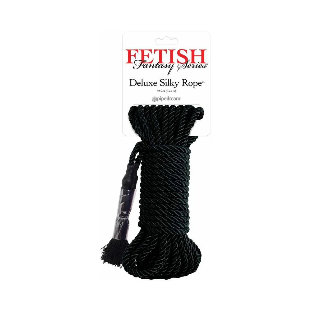 Fetish Fantasy Series Deluxe Silk Rope 9.75 m / 32 ft. Black - TruLuv Novelties