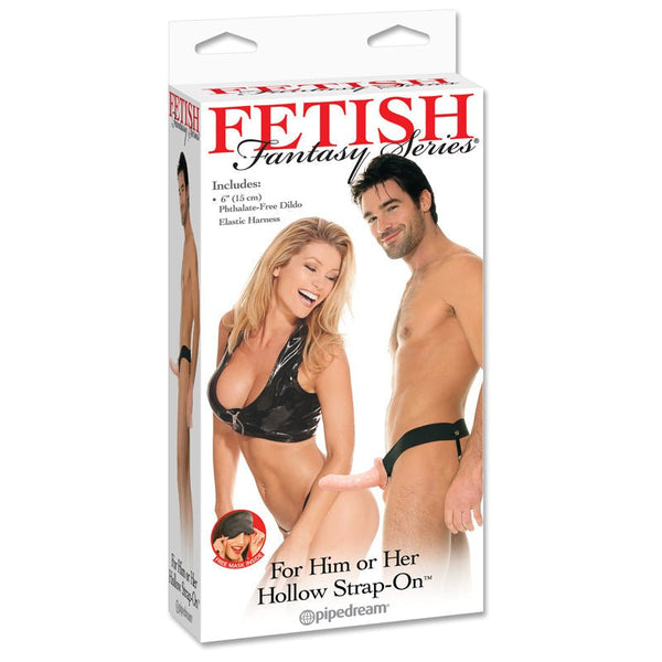 Fetish Fantasy Series For Him or Her 6 in. Hollow Strap-On Beige/Black - TruLuv Novelties