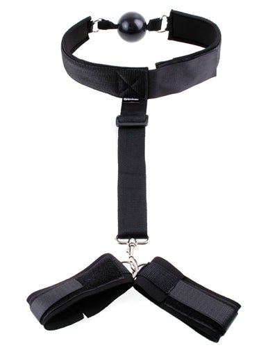 Fetish Fantasy Series Gag and Wrist Restraint - Black - TruLuv Novelties