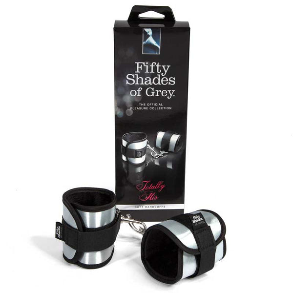 Fifty Shades of Grey Totally His Soft Velcro Handcuffs Silver - TruLuv Novelties