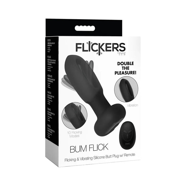 Flickers Bum Flick Flicking & Vibrating Silicone Butt Plug with Remote - TruLuv Novelties