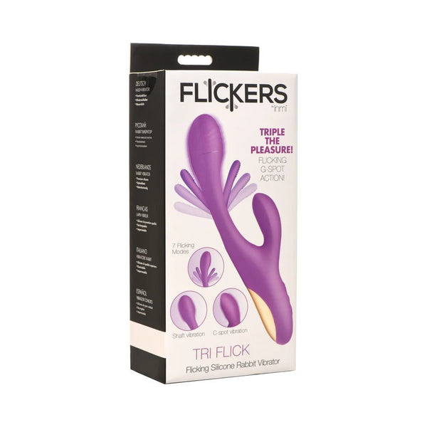 Flickers Tri - Flick Flicking Silicone Rabbit Vibrator - TruLuv Novelties