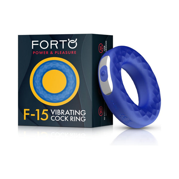 Forto F - 15 Rechargeable Silicone Vibrating Cockring Blue - TruLuv Novelties