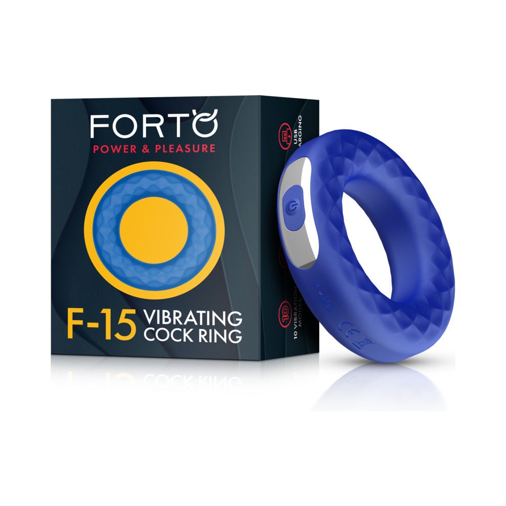 Forto F - 15 Rechargeable Silicone Vibrating Cockring Blue - TruLuv Novelties