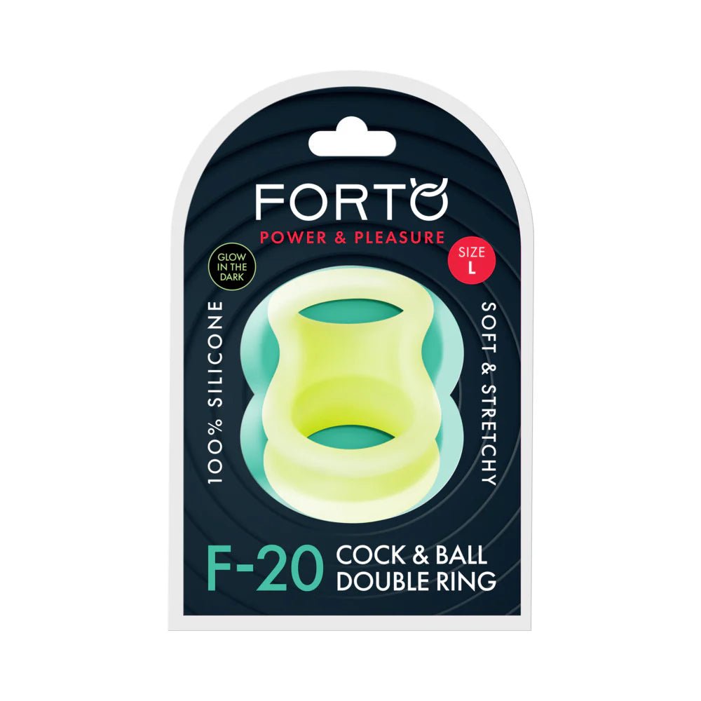 Forto F - 20 Liquid Silicone Cockring & Ball Stretcher Large Glow - TruLuv Novelties
