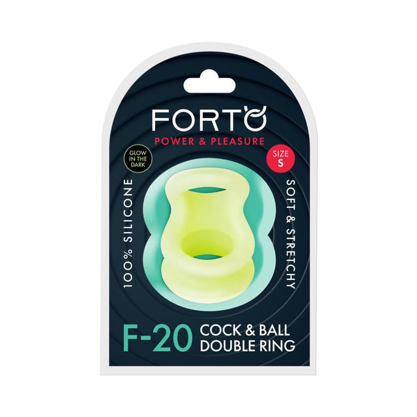 Forto F-20 Liquid Silicone Cockring & Ball Stretcher Small Glow - TruLuv Novelties