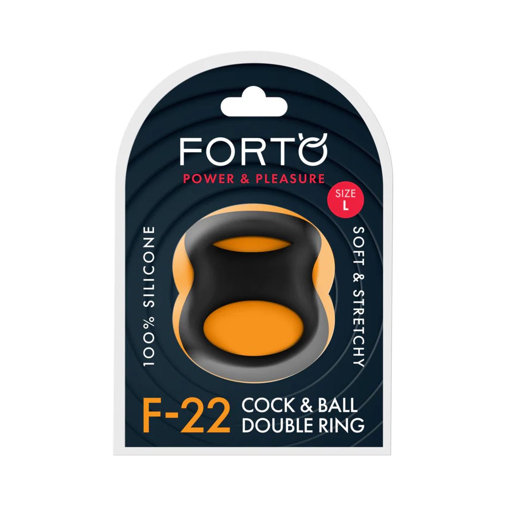 Forto F - 22 Liquid Silicone Cock & Ball D - Ring Large Black - TruLuv Novelties