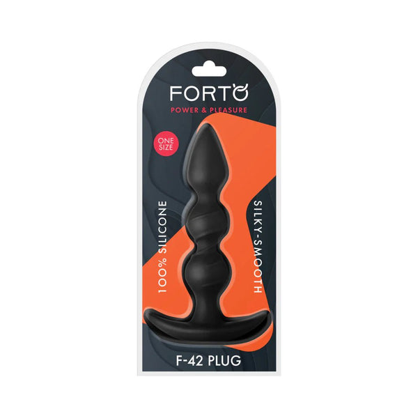 Forto F - 42 Spiral Beads Silicone Anal Plug Black - TruLuv Novelties