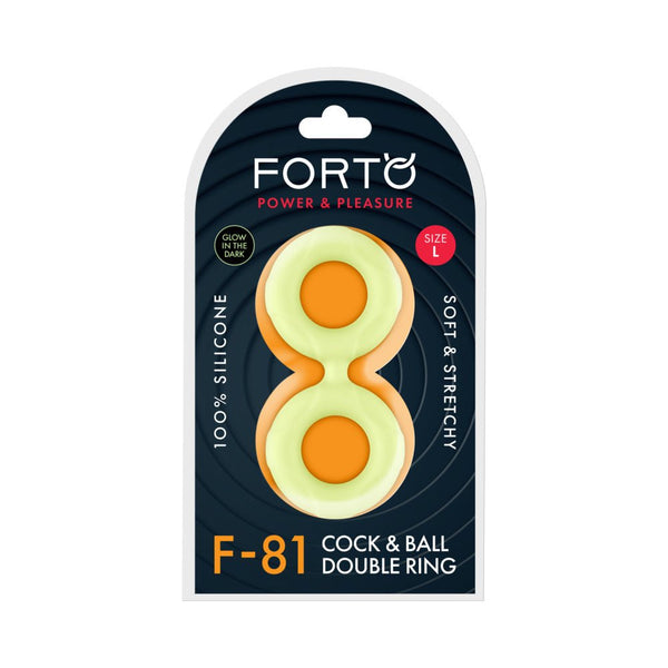 Forto F-81 Liquid Silicone Cock & Ball Double Ring Large Glow - TruLuv Novelties