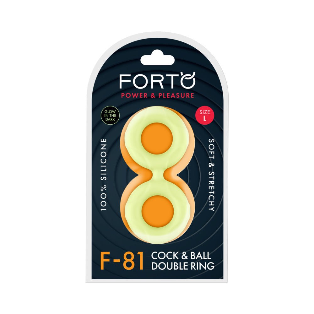 Forto F-81 Liquid Silicone Cock & Ball Double Ring Large Glow - TruLuv Novelties