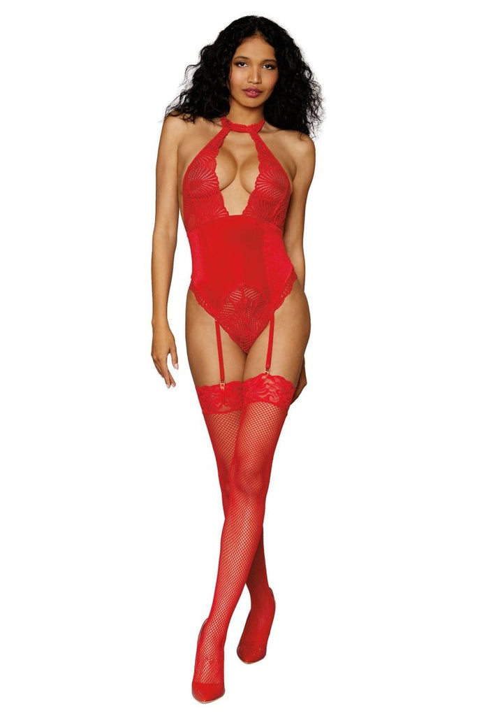 Garter Teddy - Lipstick Red - TruLuv Novelties