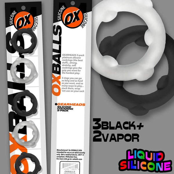 Gearheads 5 Pack Spinner Rings - Black Vapor - TruLuv Novelties