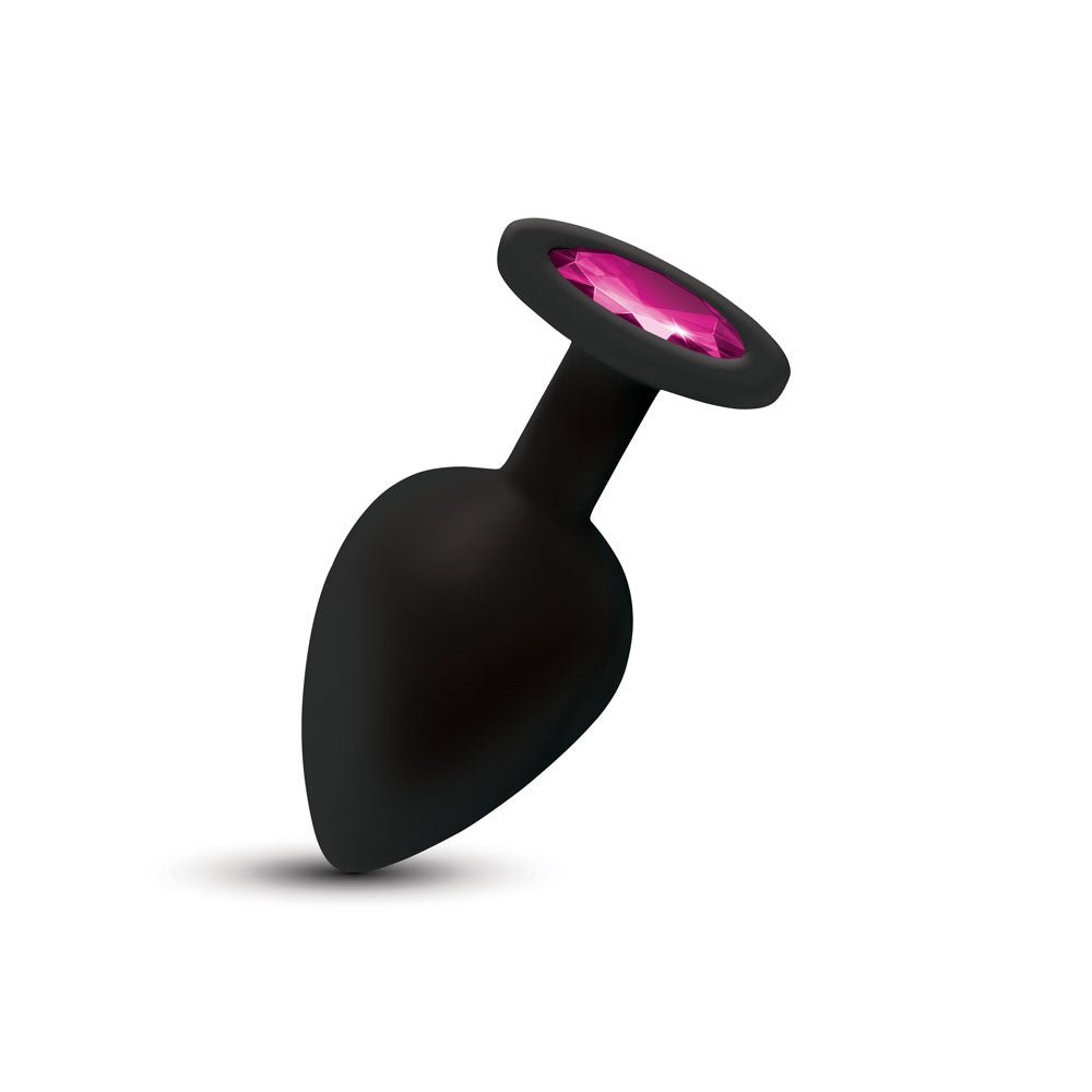 Gemma Pink Gem Black Silicone Plug - Large - TruLuv Novelties