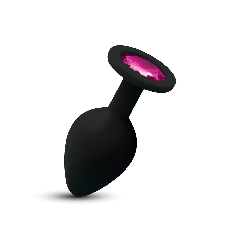 Gemma Pink Gem Black Silicone Plug - Medium - TruLuv Novelties