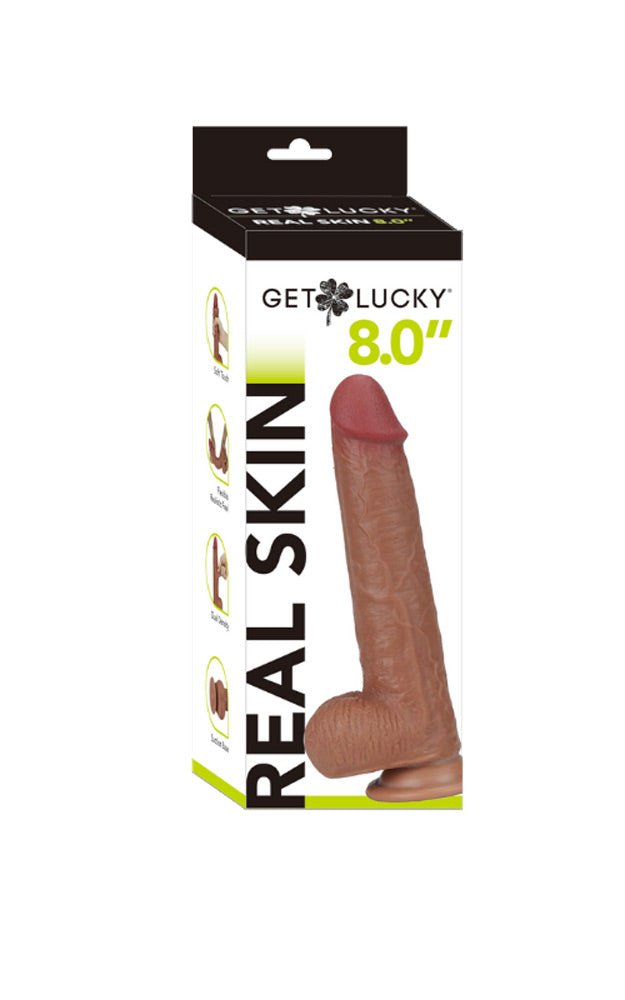 Get Lucky 8 Inch Real Skin Dildo - TruLuv Novelties