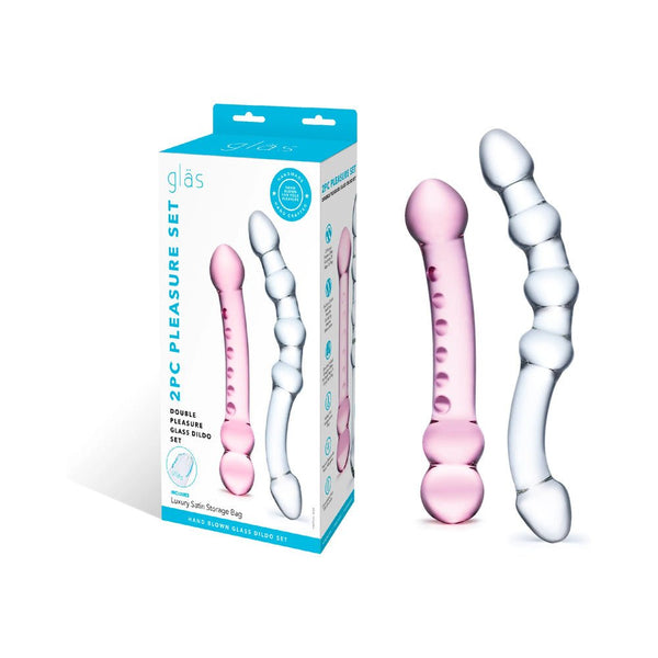 Glas 2-Piece Double Pleasure Glass Dildo Set - TruLuv Novelties
