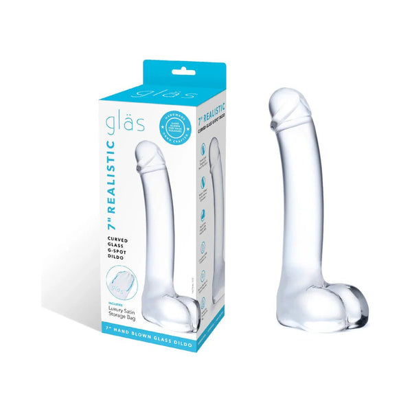 Glas 7 in. Realistic Curved Glass G - Spot Dildo - TruLuv Novelties