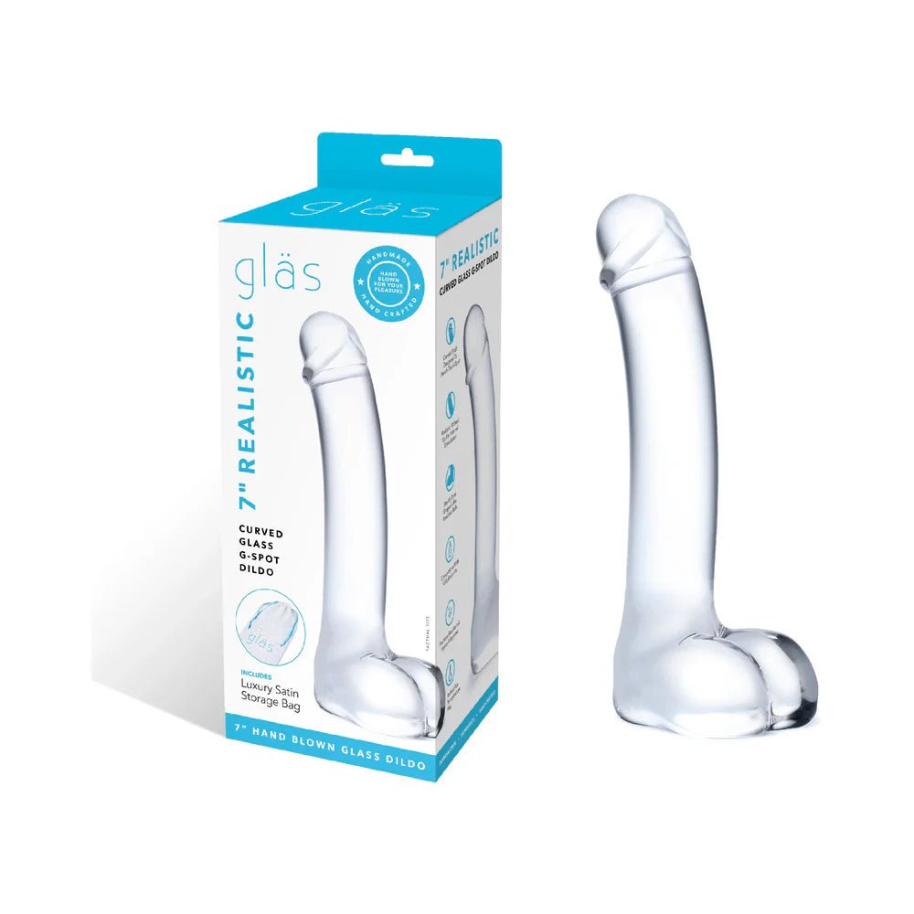 Glas 7 in. Realistic Curved Glass G - Spot Dildo - TruLuv Novelties