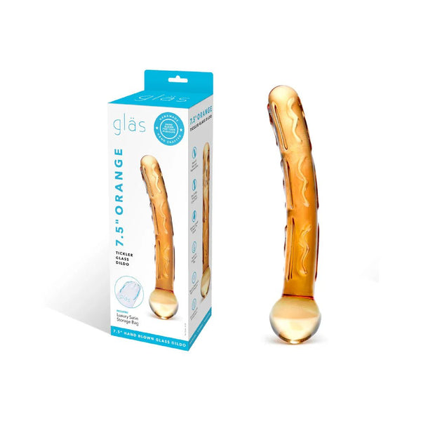 Glas 7.5 in. Orange Tickler Glass Dildo - TruLuv Novelties