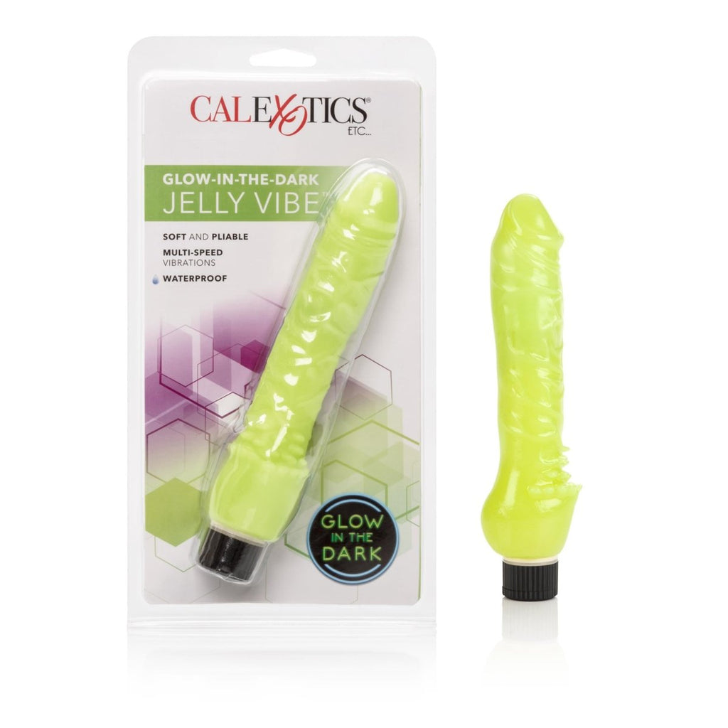 Glow-in-the-Dark Jelly Penis Vibe 7 Inches - Green - TruLuv Novelties