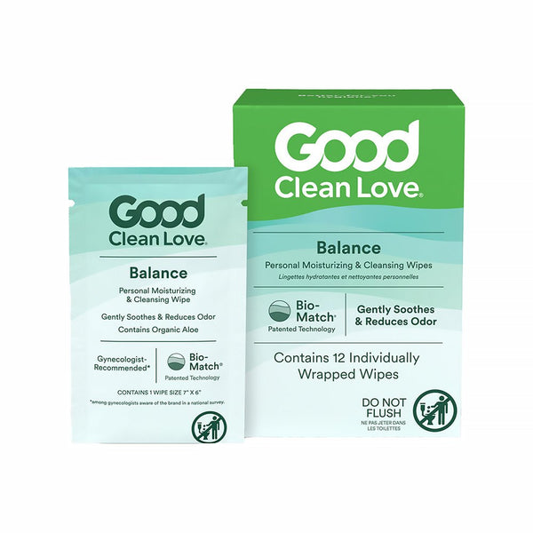 Good Clean Love Balance Personal Moisturizing & Cleansing Wipes 12-Pack - TruLuv Novelties