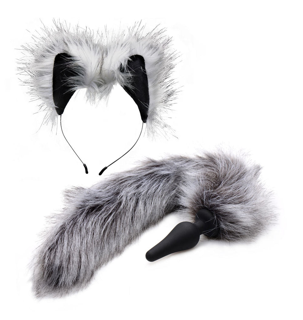 Grey Wolf Tail Anal Plug and Ears Set - TruLuv Novelties