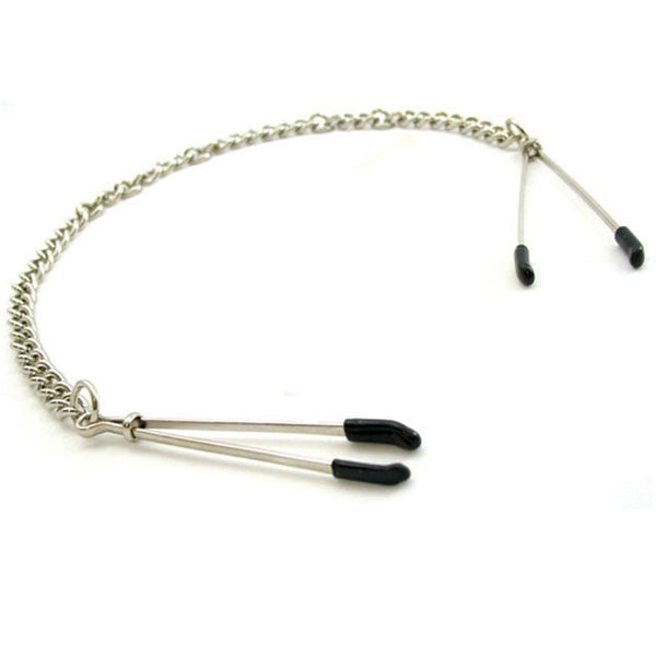 H2H Nipple Clamps Tweezer With Chain (Chrome) - TruLuv Novelties