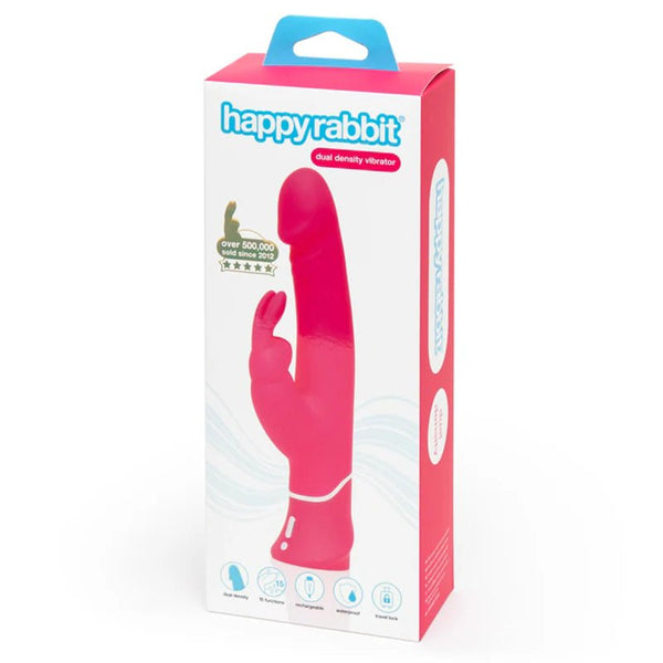 Happy Rabbit Dual Density Rechargeable Silicone Rabbit Vibrator Pink - TruLuv Novelties