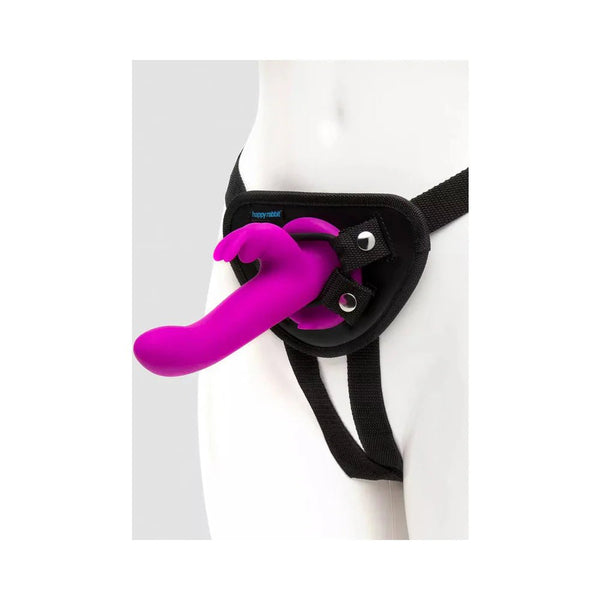 Happy Rabbit Rechargeable Silicone Vibrating Strap - On Harness Set Purple - TruLuv Novelties