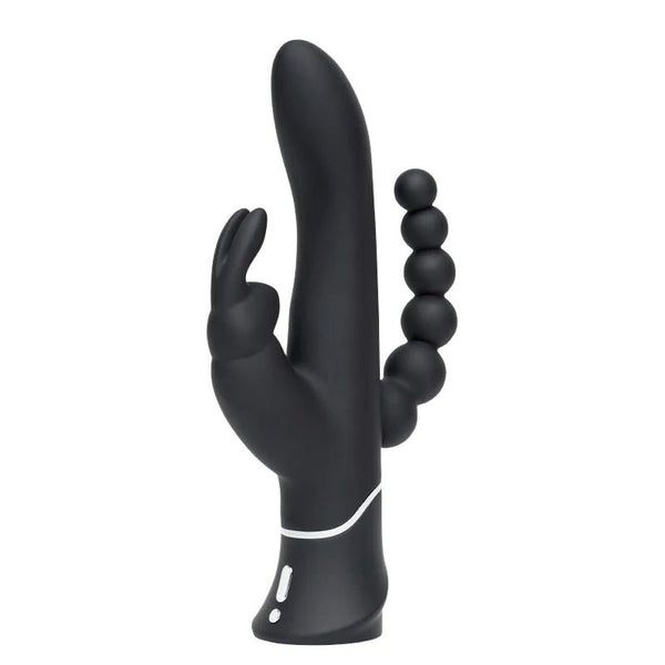 Happy Rabbit Triple Rechargeable Silicone Dual - Entry Rabbit Vibrator Black - TruLuv Novelties