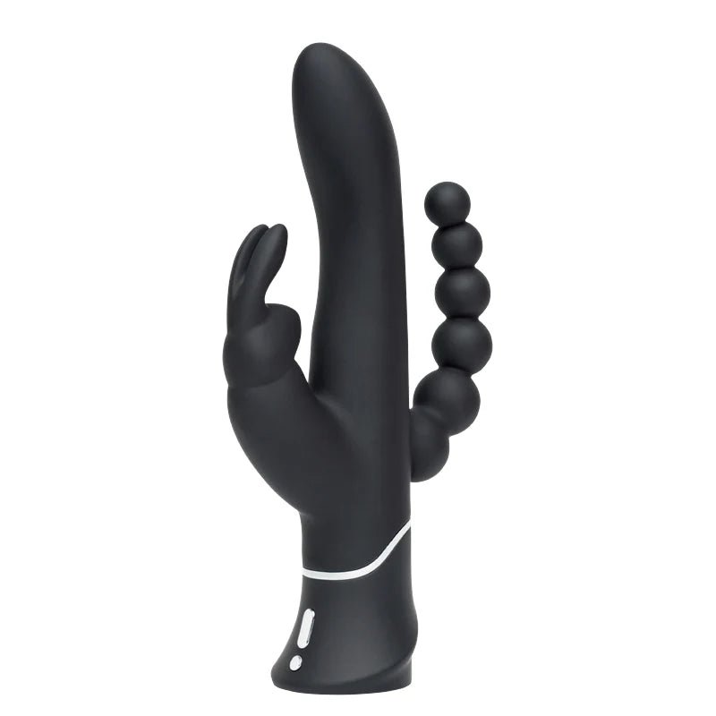 Happy Rabbit Triple Rechargeable Silicone Dual - Entry Rabbit Vibrator Black - TruLuv Novelties