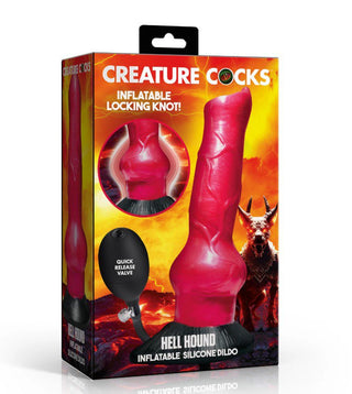 Hell Hound Inflatable Silicone Dildo - Red