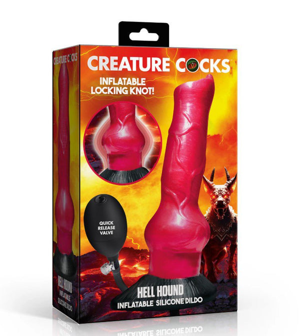 Hell Hound Inflatable Silicone Dildo - Red - TruLuv Novelties