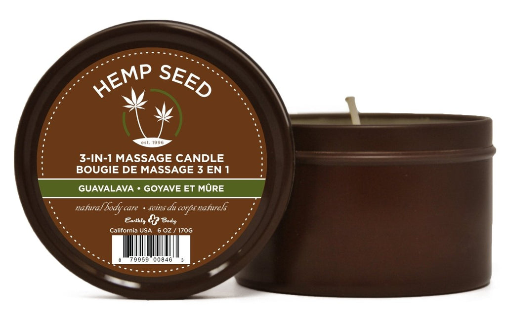 Hemp Seed 3-in-1 Massage Candle - Guavalava - 6 Oz. - TruLuv Novelties