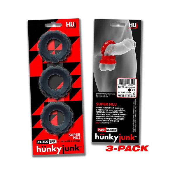 Hunkyjunk SuperHuj 3-Pack Cockrings Tar Ice - TruLuv Novelties