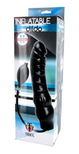 Inflatable 11 Inch Super Dong - Black - TruLuv Novelties