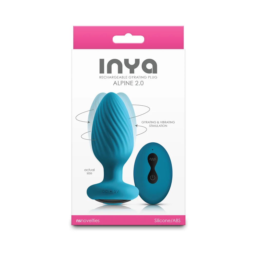 INYA Alpine 2.0 Gyrating and Vibrating Plug with Remote Teal - TruLuv Novelties