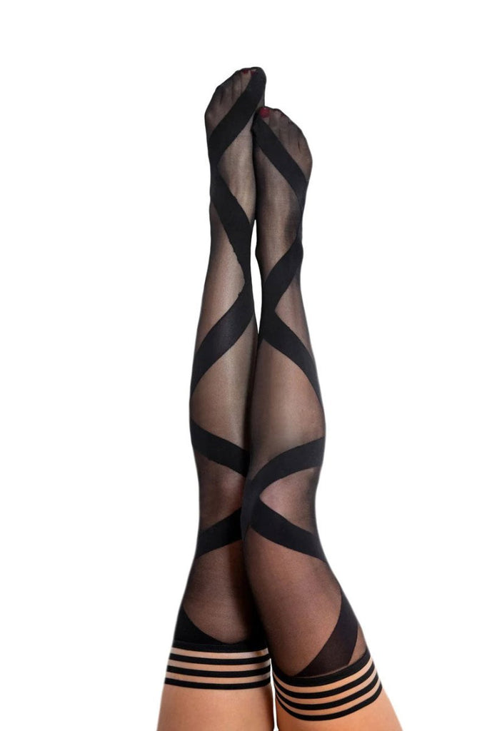 Jackie - Semi Sheer Thigh High - Size - Black - TruLuv Novelties