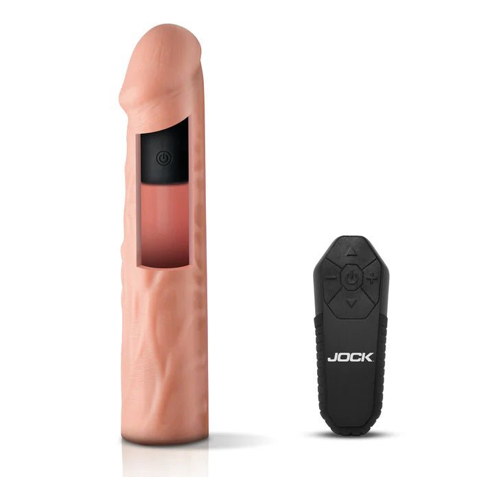 Jock Vibrating Penis Extension with Remote - Light - TruLuv Novelties