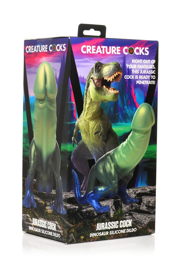 Jurassic Cock Dinosaur Silicone Dildo - Green/blue - TruLuv Novelties