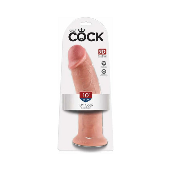 King Cock 10 in. Cock Realistic Dildo With Suction Cup Beige - TruLuv Novelties