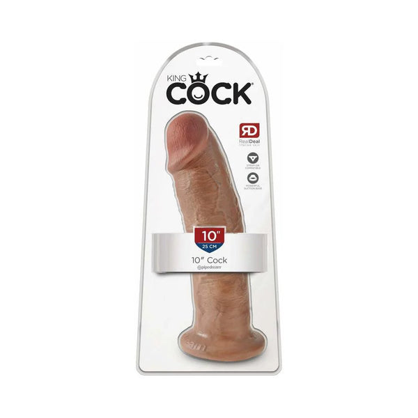 King Cock 10 in. Cock Realistic Dildo With Suction Cup Tan - TruLuv Novelties