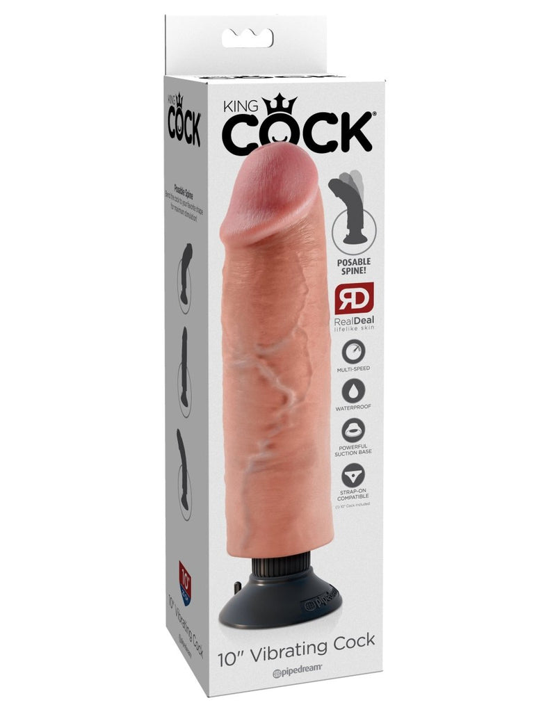 King Cock 10 Inch Vibrating Cock - Flesh - TruLuv Novelties