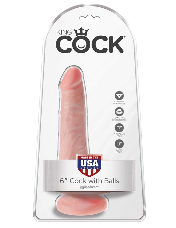 King Cock 6 Inch Cock With Balls - Light - TruLuv Novelties
