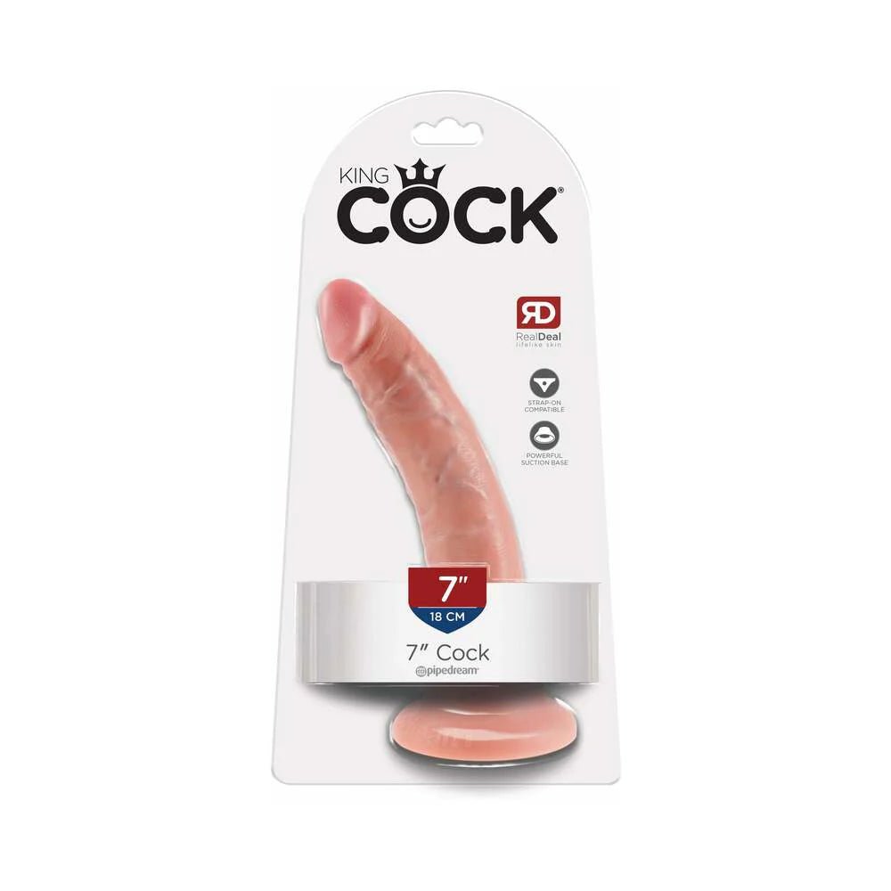 King Cock 7 in. Cock Realistic Dildo With Suction Cup Beige - TruLuv Novelties
